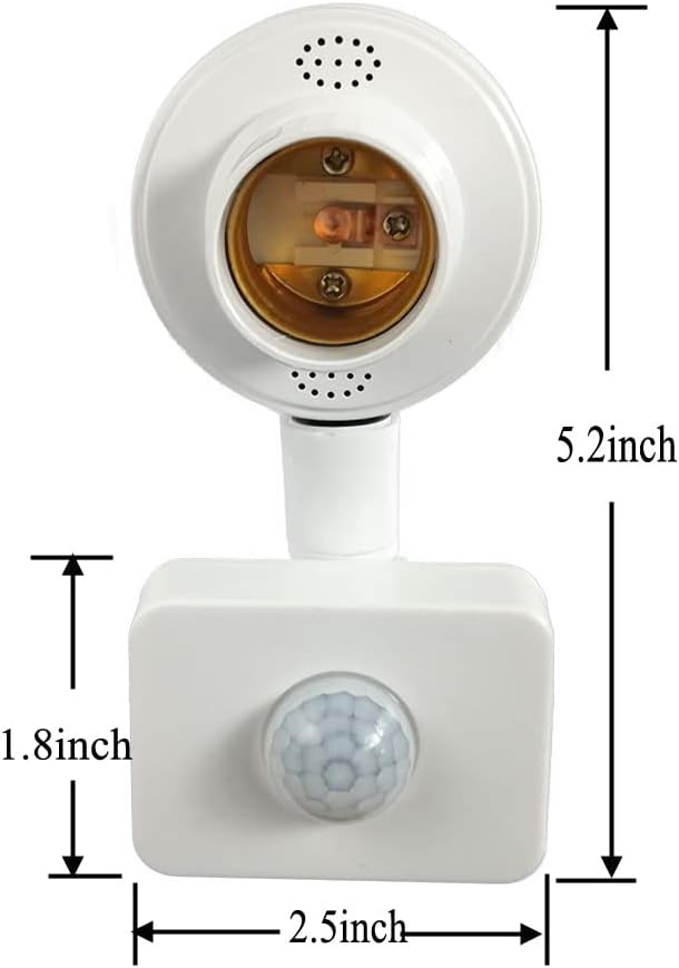 Motion Activated Light Socket,Adjustable Sensor Head, Auto On/Off Light Control,E26/E27 Motion Sensor Light Adapter Only Indoor Use for Porch,Basement,Storage Room