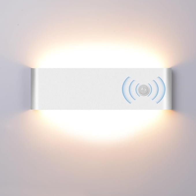 LED Hardwired Motion Sensor Light Indoor Wall Sconce, 12W Motion Sensor Wall Light Indoor Sconce Wall Aluminum Modern Wall Sconce for Living Room Hallway Stair
