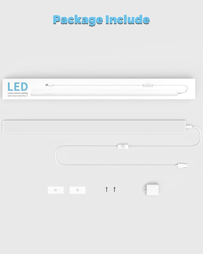 ASOKO Plug-in Under Cabinet Lighting, 24Inch LED Workbench Lights with Super Brighten 900Lumen and Dimmable 6000K Cool White, Memory Function Desk Lamp for Kitchen Sink/Desk/Workbench