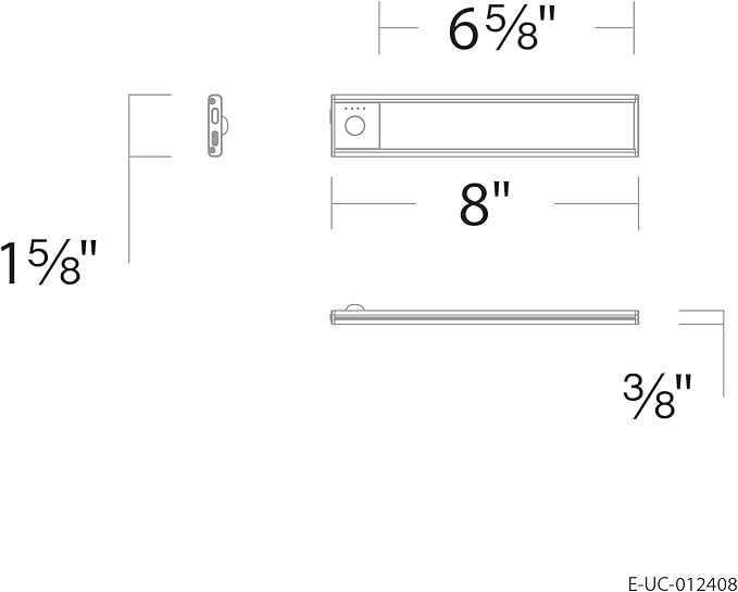 Magnetix 8in Re-Chargeable LED Under Cabinet Motion Sensor Light Bar with Magnetic Mounting Clips, Dimmable and 3-CCT Selectable in Brushed Aluminum (Pack of 2) for Kitchen and Closet
