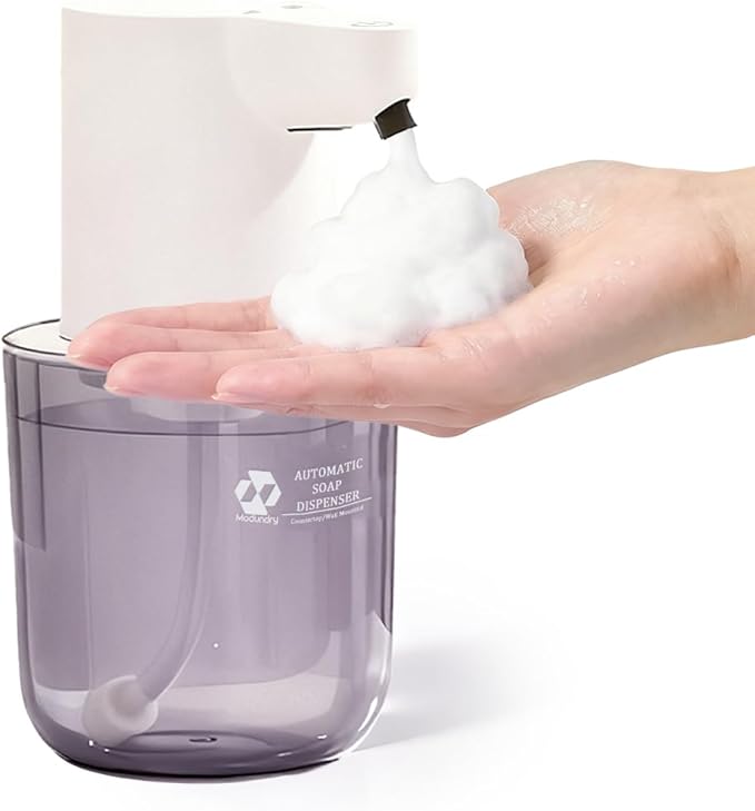 Automatic Foaming Soap Dispenser, 4-Level Touchless Hand Soap Dispenser, USB-C Rechargeable, Wall Mount or Countertop, 13.5oz/400ml, for Bathroom, Kitchen, Office, Hotel, White