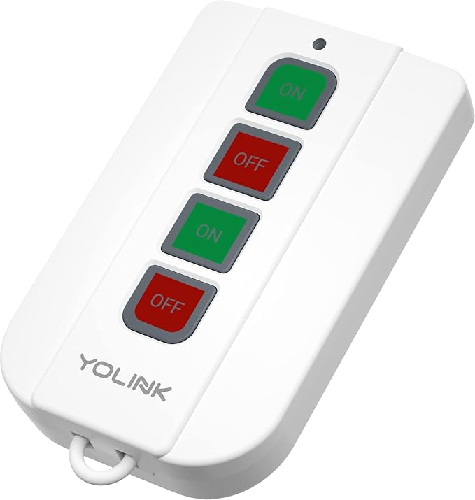 YoLink On/OffFob Programmable 2-Device/Group Smart Fob, LoRa Extreme Long (up to 1/4 Mile Open-air) Range for use with YoLink Smart Plugs, Light Switches, Plugs, Relays, Valves, Locks, etc.