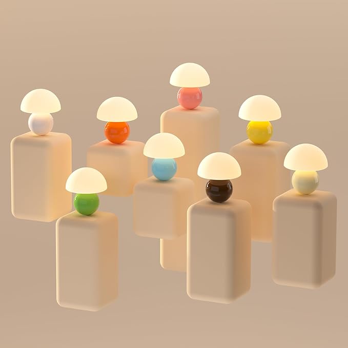 Dawnwake Mushroom Lamp Table Lamp for Bedroom,Desk Bedside Small Lamps for Living Room Night Stands,Mushroom Decor Cute Mini Modern Mid Century Lamps,Unique Aesthetic Home Living Room Decor(Cream)