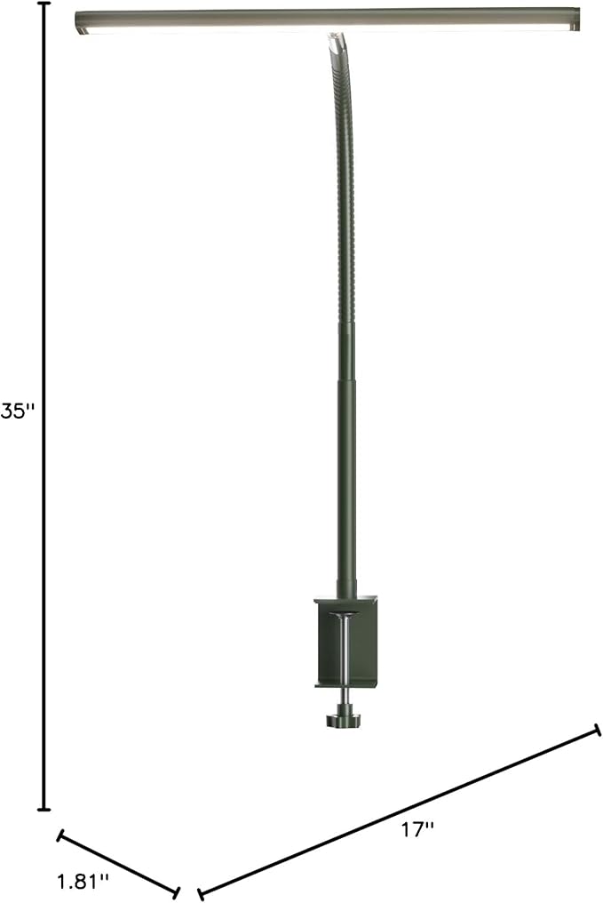 Airlonv LED Desk Lamp for Office Home, Eye-Caring Desk Light with Stepless Dimming Adjustable Flexible Gooseneck, 10W USB Adapter Desk Lamp with Clamp for Reading, Study, Workbench (Green)
