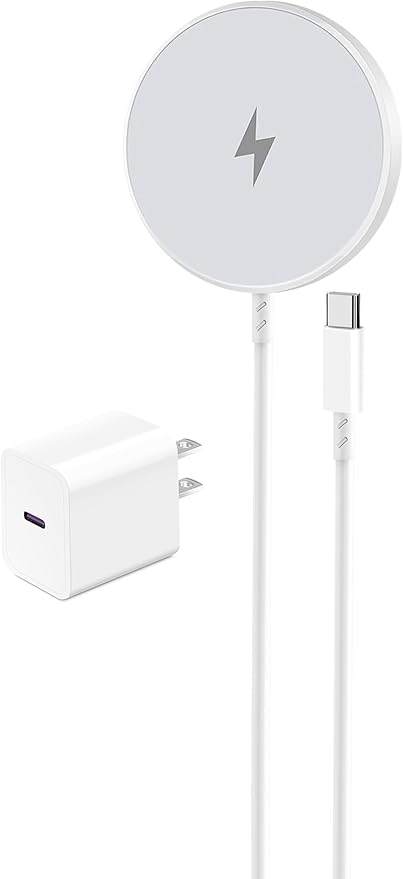 Magnetic Wireless Charger for Apple iPhone 17/16/15/14/13/12/11/AirPods, 2-Pack Fast Charging Long Cable 10ft Magnet Pad & 2-Pack Type-c Charger Block, White
