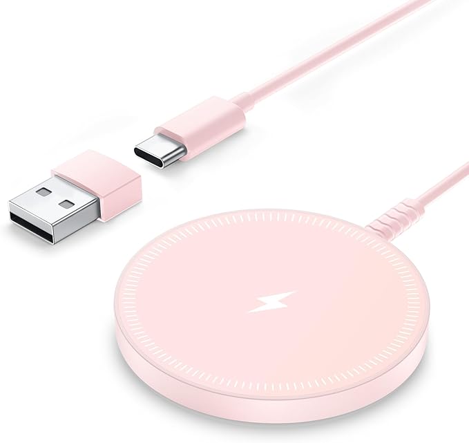 Magnetic Wireless Charger Fast Charge Strong Magnet Charging Pad for iPhone 17/16/15/14/13/12 - Series&AirPods Pro 4-2, Daul Ports, Case-Friendly, Ultra-Slim & Portable for Travel Nightstand Desk