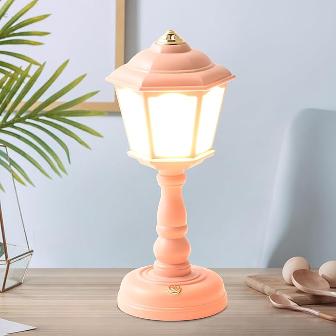 Mini Desk lamp Vintage, LED Desk Lamp Dimmable Table Lamp Reading Lamp with USB Charging Port, Sensitive Control, Eye-Caring Office Lamp,Very Beautiful Decorative Desk lamp (Pink)