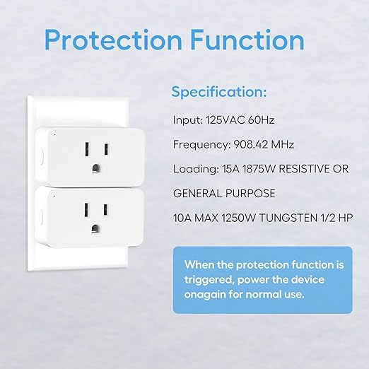 Zwave Plug 800 Series 2 Pack, Zwave Outlet Built-in Repeater Range Extender, Mini Zwave Smart Plug Work with SmartThings, Wink, Alexa, Google Assistant, Z-Wave Hub Required, FCC and ETL Listed, 1875W