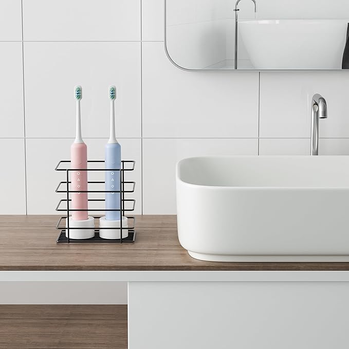 Shower Toothbrush Holder Wall Mounted, Adhesive Toothpaste Organizer for Bathroom Wall, Hanging Razor Tooth Brush Holder Caddy with Drainage, Black RV Camper Bathroom Organizers and Storage