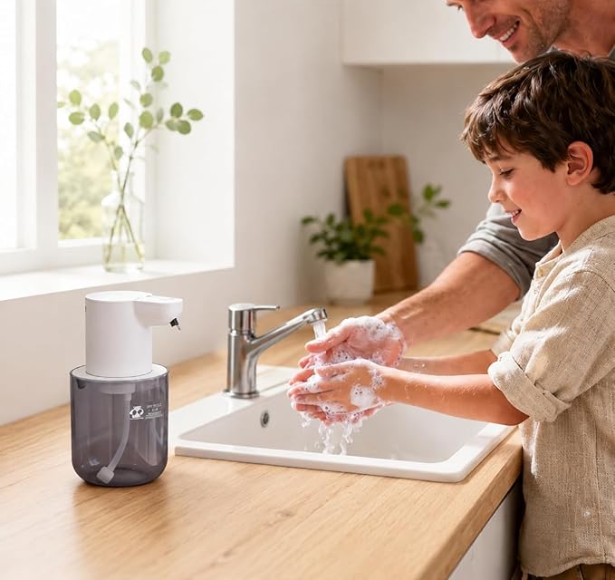 Automatic Soap Dispenser Touchless, 4-Level Adjustable Liquid Soap Dispenser, 13.5oz/400ml USB Rechargeable, IPX5 Waterproof, Countertop or Wall Mount, for Kitchen Bathroom, White