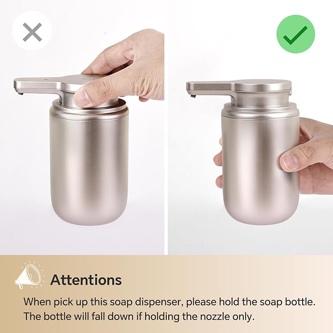 LAOPAO Automatic Soap Dispenser, Foaming Hand Soap Dispenser for Bathroom Kitchen ABS Rechargeable Touchless Hand Soap Pump 10oz, Xmas Gift, Light Silver Plastic