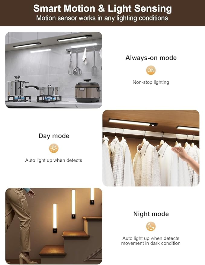 8"8 Pack Under Cabinet Lighting Wireless with Remote,56 LED Rechargeable Motion Sensor Light Indoor,3000mAh Cabinet Lighting,3 Color Modes &7 Dimmable Levels,Magnetic Under Counter Lights for Kitchen