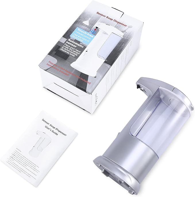 AMIR 12.5oz Touchless Automatic Soap Dispenser, Battery Operated Automatic Liquid Hand Soap Dispenser, Adjustable Volume, Water-Resistant for Kitchen and Bathroom