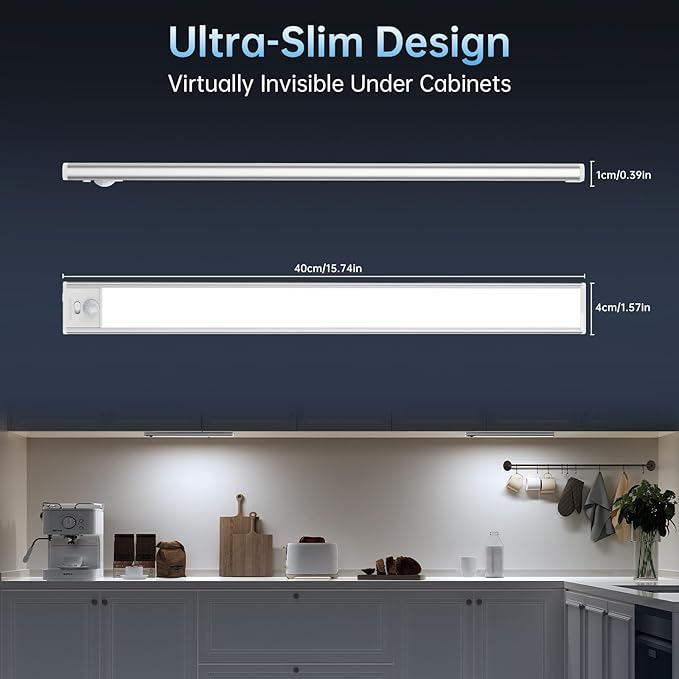 Under Cabinet Lighting,74 LED 2200mAh Rechargeable,Motion Sensor Light,3 Colors Dimmable,Magnetic Closet Lights,Indoor Night Lights for Kitchen Bedroom Stairs 5 Pack