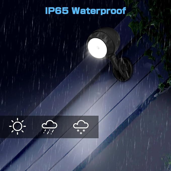 Wireless Battery Operated Motion Sensor Outdoor Light, 6 LED 1000LM LED Spotlights with Remote Control, IP65 Waterproof 6000K Motion Security Light for Garage Yard Porch and Patio