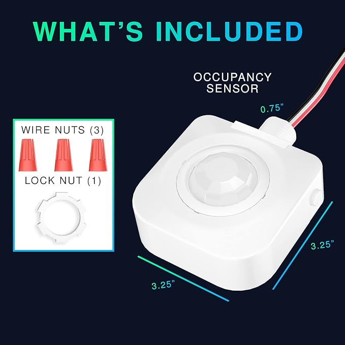 50 Pack Ceiling Occupancy Motion Sensor, Passive Infrared Technology, High Bay Fixture Mount 360 Degree, Hard-Wired, 120-277 VAC, Commercial/Industrial Grade