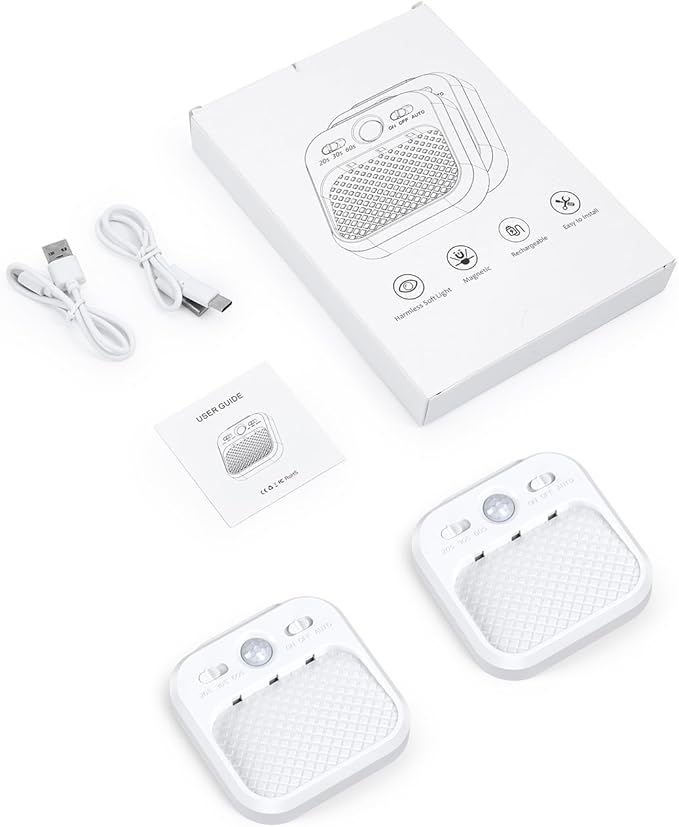 AMIR Rechargeable Battery Night Light, Upgraded Dimmable Motion Sensor Light with Timer, 3 Modes, 3000/4500/6000K, Stick on LED Wall Lights for Stairs Bathroom Kitchen, 2 Pack