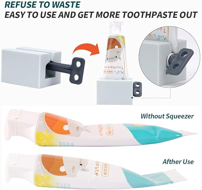 Y-Kelin 3 Pack Toothpaste Squeezer, Rolling Tube Key with Frosted Handle & Wall-Mountable Holder, Save Toothpaste & Creams (Pink + White + Light Blue)