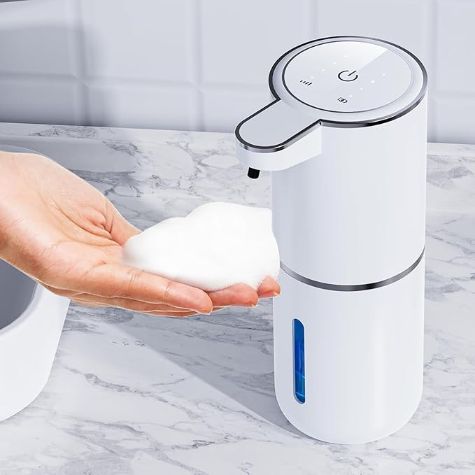 Automatic Soap Dispenser,P11-380ml, Wall Mount Touchless 4 Gear Adjustable Electric Soap Dispenser,USB Rechargeable with Infrared Motion Sensor for Bathroom,Kitchen,Office (White,Foam)