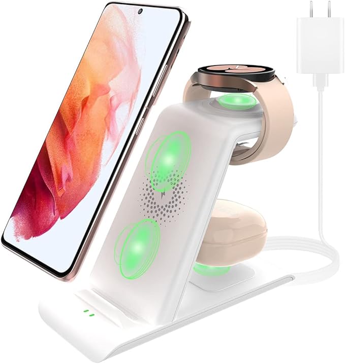 Wireless Charging Station for Samsung Wireless Charger Galaxy S26 Ultra/S25/S24/S23/S22/Note20 Z Fold Flip7 Galaxy Watch 8/7/6/5/4/3 Active 2/1 Stand Galaxy Buds4/4 Pro/3/2 Pro/Live Multiple Devices