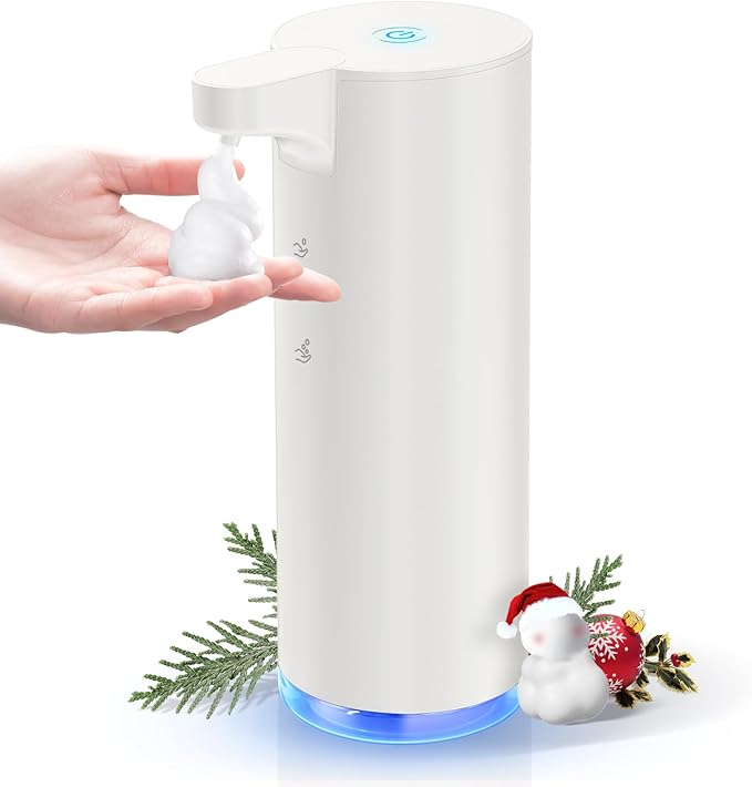 Automatic Soap Dispenser: LAOPAO Rechargeable Touchless Foaming Soap Dispenser Stainless Steel Foam Soap Pump for Bathroom Kitchen Xmas Gift, 9oz, White