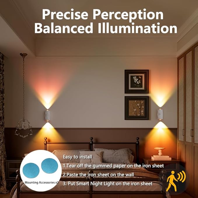 Rechargeable Motion Sensor Night Light, Magnetic RGB Color Changing LED Ambient Lighting, Compact Battery Operated Indoor Wall Light for Hallway, Stairs, Bathroom & Kids Room
