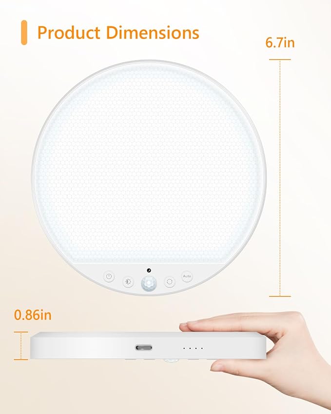 Rechargeable 6W Motion Sensor Ceiling Light Indoor, No Wiring & Magnetic Stick-On, Remote Control for Color & Brightness, Battery Operated Light for Shower, Closet, Bathroom, Pantry, Hallway, 1-Pack