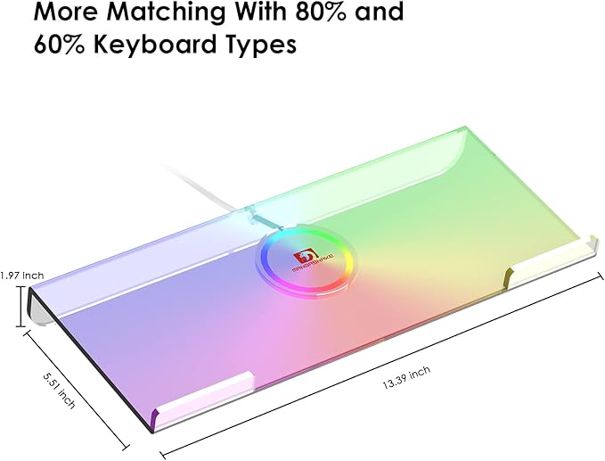 Clear 366 Kinds RGB Acrylic Tilted Computer Keyboard Holder,PC Keyboard Stand Tray Holder for Easy Ergonomic Typing and Working at Home and Office Upgraded Version