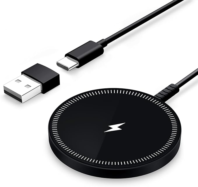 Magnetic Wireless Charger Fast Charge Strong Magnet Charging Pad for iPhone 17/16/15/14/13/12 - Series&AirPods Pro 4-2, Daul Ports, Case-Friendly, Ultra-Slim & Portable for Travel Nightstand Desk