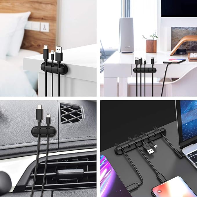 Cable Clips, INCHOR Cable Organizer Cord Holder for Desk, Charging Cable Holder Cord Clips, Nightstand Cord Organizer Cable Management Wire Clip (7, 5, 3 Slots)