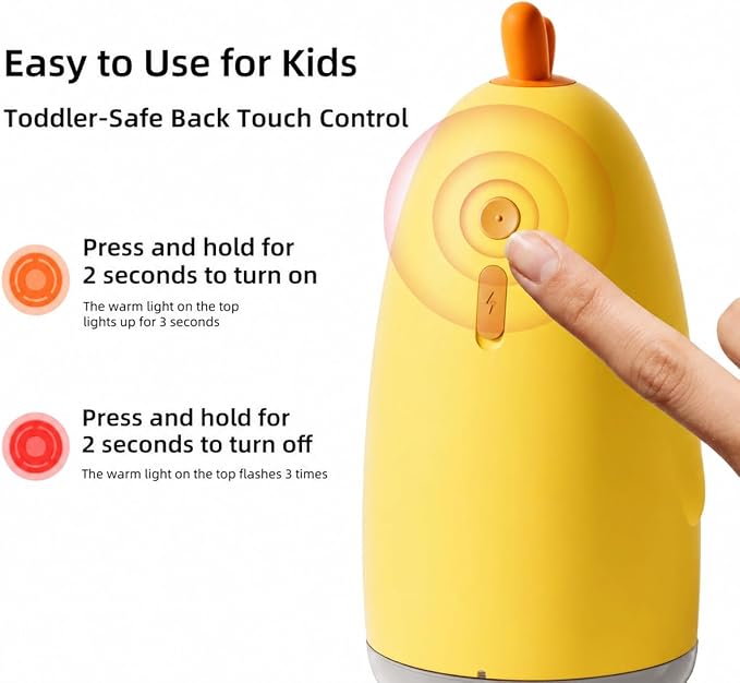 Kids Automatic Touchless Foaming Soap Dispenser, Cute Chick IPX7 Waterproof 350ML Hand Soap Dispenser for Kids Bathroom Home