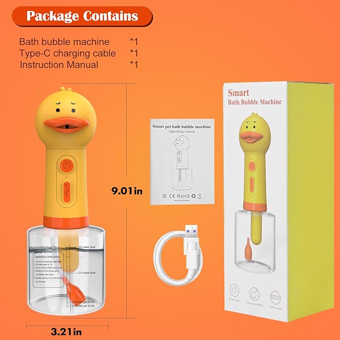 Electric Foaming Shampoo Dispenser for Dog and Cat Bathing, Rechargeable Soap Dispenser for Pet Bathing, Bathroom, Kitchen Sink, Toilet Cleaning
