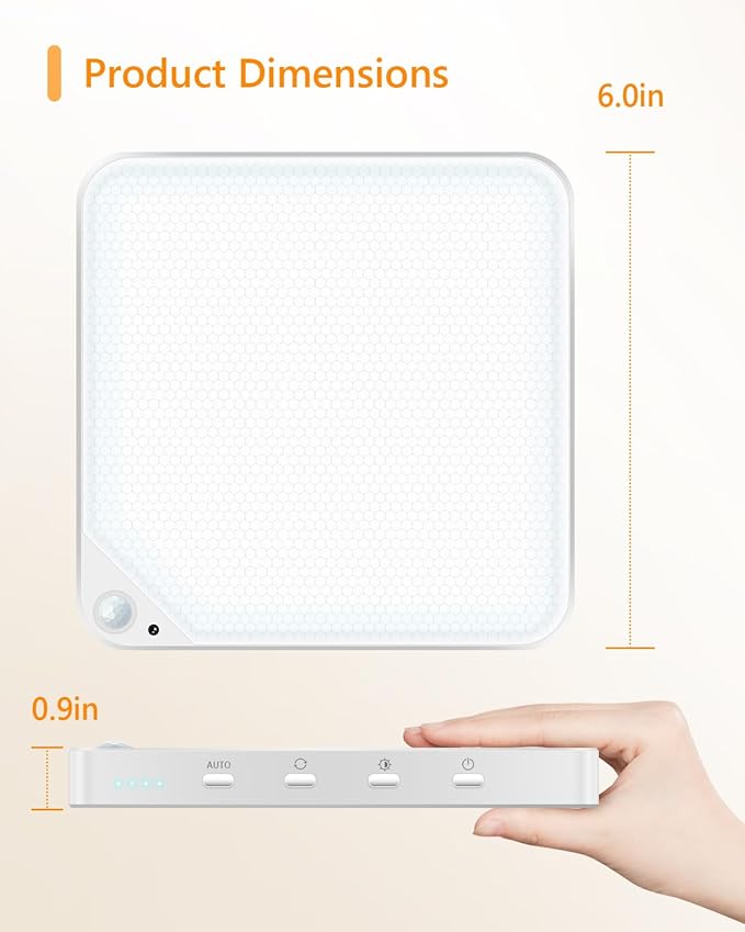 Rechargeable 6W Motion Sensor Ceiling Light Indoor, Wireless Magnetic Stick on Closet Light, Remote Control for Color & Brightness, Battery Operated Light for Shower, Bathroom, Pantry, Hallway, 2-Pack