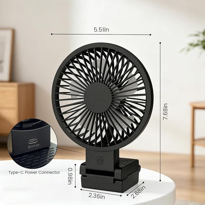 HomeBeyond Clip on Fan for Desk, Desk Fan for Monitor with 60 Tilt, USB Powered Quiet Personal Fan with Stepless Speed Control, Hanging Fan for Office, Gaming, Study