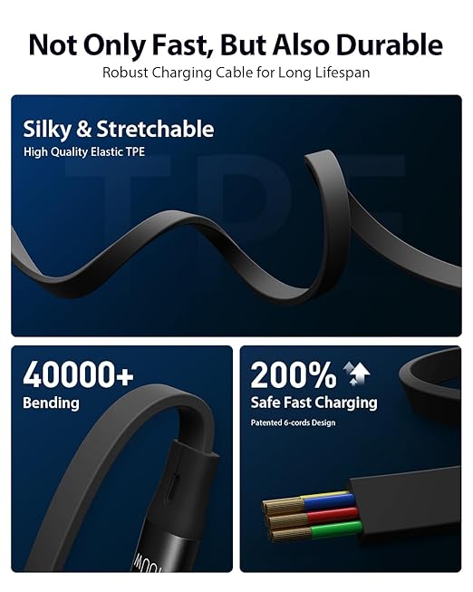 CAFELE Upgraded Retractable USB C Cable, 100W Multi Charging Cable, 3 in 1 Fast Charging Charger Cord with Type C/L/Micro USB Ports for Phone 16 15 14 Galaxy MacBook Pad, Travel for Multiple Devices