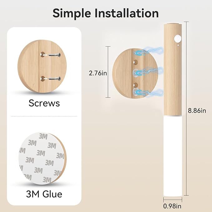 iThird Motion Sensor Wall Light Beech 3PCS, Battery Operated Wall sconces