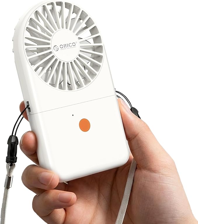 ORICO Portable Neck Fan, Ultra-Lightweight Hands-Free Fan with Battery Operated, 3 Speeds, 7H Runtime, Foldable Desk Fan for Travel, Office, Commute -ReFAN White