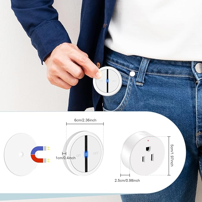 Greencycle Wireless Remote Control Outlet Plug with Switch,On Off Outlet Switch for Light,15A,Renmote Control for Indoor Lights,Lamps,Household,300ft Long Range,No Wiring,White,1SW+4Outlets