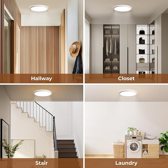 Matane Motion Sensor LED Ceiling Light with Remote, 12 Inch Wired Flush Mount Light 3000K 4000K 5000K, 2400LM Dimmable Motion Sensor Light Indoor for Closet Hallway Laundry Stairs White New Version