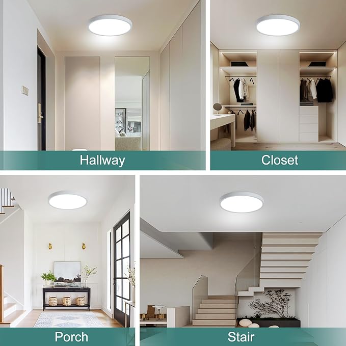 7 INCH Motion Activated Closet Light, Flush Mount Light Fixture, Motion Sensor Ceiling Lights for Closet Hallway Porch Laundry Garage Basement, Motion Light 3000k/4000k/6000k White