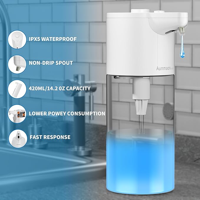 Automatic Soap Dispenser Touchless,Simple Physical Adjustment,Low Battery Consumption Dish Soap Dispenser Kitchen Bathroom