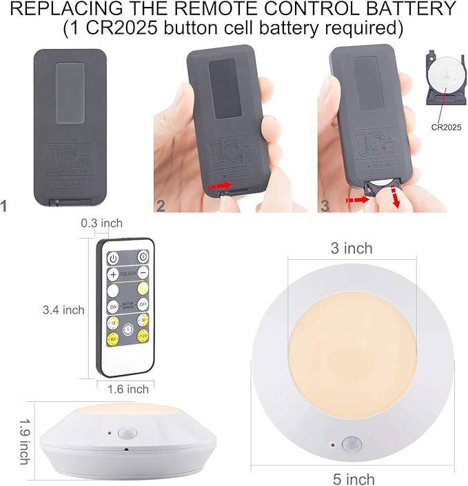 BIGMONAT Battery Operated Shower Light with Motion Sensor Wireless Ceiling Light RF Remote Controlled Through Walls|Brightness Dimmable and Timer Setting Indoor Lighting,Wireless Shower Light