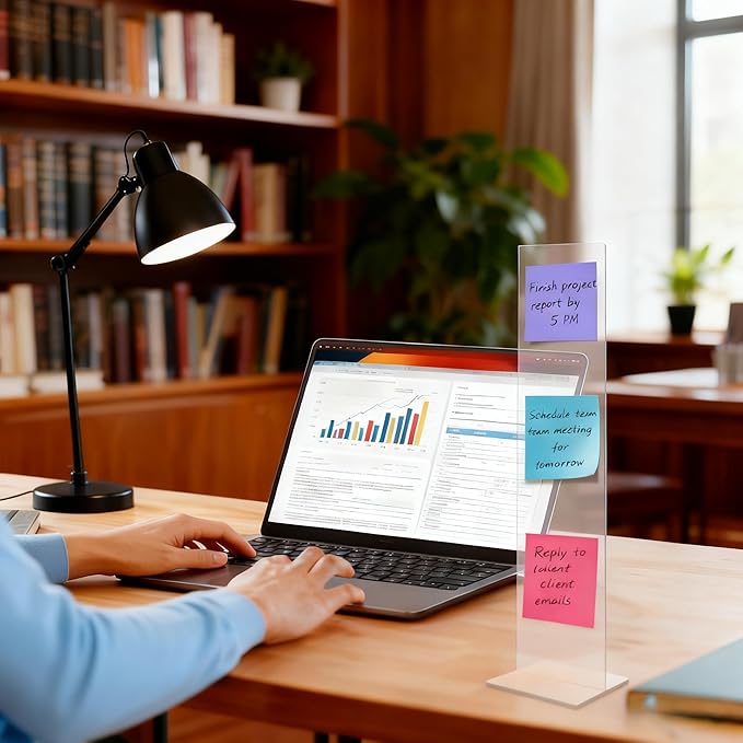 Monitor Memo Board,Detachable Acrylic Sticky Note Holder - Transparent Desktop Monitor Memo Board Stand for Computer Laptop, Portable Message Panel Reminder Office Desk Accessories (2PCS)