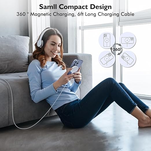 Magnetic Charger for iPhone 17,Mag-Safe Fast Wireless Charging 2Pack 15W 6Foot Magnetic Apple Charger Pad with 2Pack USB C PD Fast Charging Block for iPhone 17/17 Pro/16 ProMax/Plus/15,AirPods 3/Pro 2