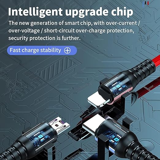 Multifunction USB Charging Cable Set,3 Pack 3 in 1 Nylon Braided Cord,Multiple Fast Charger Cords for Home,Office,Car