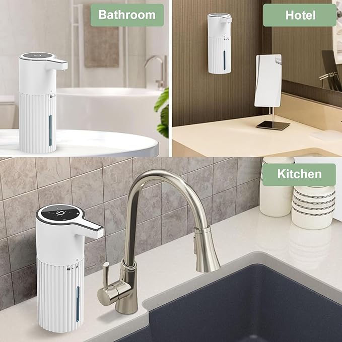 Automatic Soap Dispenser, Touchless Automatic Soap Dispenser,Soap Dispenser for Kitchen,Continuous Flow Control,400ml Capacity,Rechargeable Waterproof Adjustable Volume for Bathroom & Kitchen(Liquid)