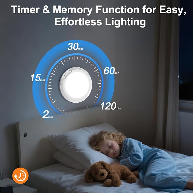 Yunaking Rechargeable Ceiling Light with Motion Sensor: Battery Operated LED Closet Light with Remote & Timing - Wireless Dimmable Magnetic Mount Shower Lamp for Bathroom/Stairs/Garage/Hallway