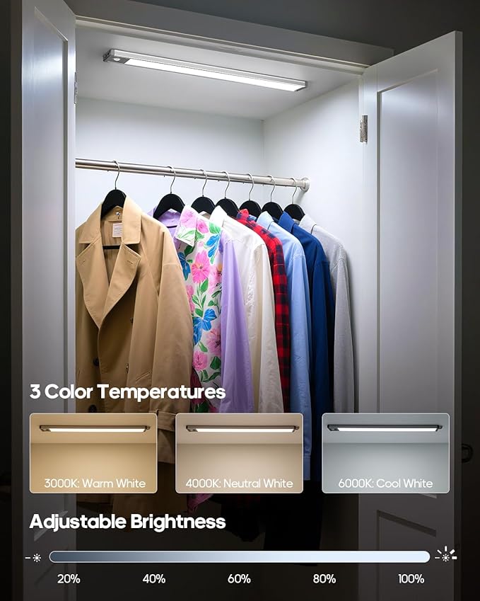 GOODEA 17.5Inch Under Cabinet Lighting, 4500mAh Rechargeable Battery Motion Sensor Light Indoor, Wireless Under Cabinet Lights for Kitchen, Closet(1 Pack,17.5 inch)