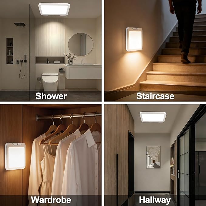 OSIDEN Rechargeable Motion Sensor Ceiling Light Wireless Magnetic Closet Light with Remote 3 Color Dimmable Battery Operated Ceiling Lights for Pantry Shed Hallway Porch Garage Stairs Shower