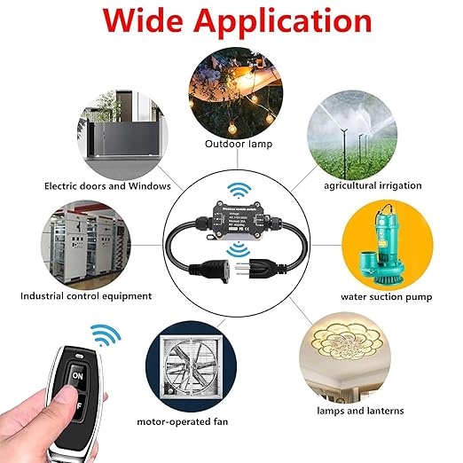 AC110V Remote Control Power Switch,Waterproof Wireless Light Switch,165 Feet Long,AC110V/120V/250V/20A RF Module Relay,Outdoor Weatherproof Smart Socket,Electrical Equipment